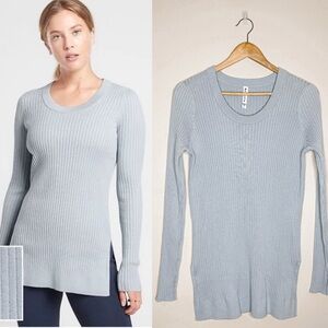 Athleta | Ribbed Knit Long Sleeve Glacial Blue Sweater